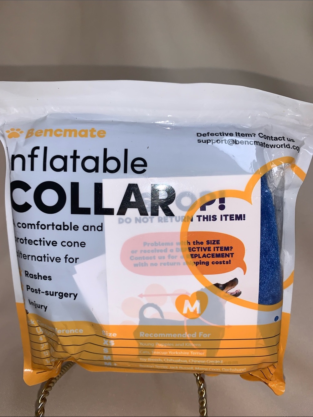 BENCMATE Protective Inflatable Recovery Collar - Blue - Size Medium